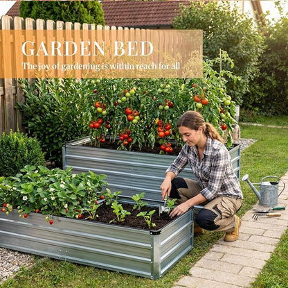 NEWBULIG 6x3x2ft Galvanized Raised Garden Bed, Outdoor Metal Planters Box, Large Garden Beds for Planting Vegetables, Flowers & Herbs, Easy Assembly, Silver