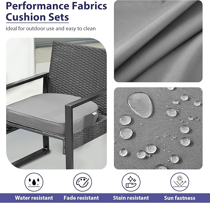 IPYNBAP Outdoor Chair Cushions Set of 4 -Waterproof Outdoor Seat Cushions for Patio Furniture, Patio Chair Cushion with Handle and Ties, Out Door Chair Pads,19x19x3-Round, Grey