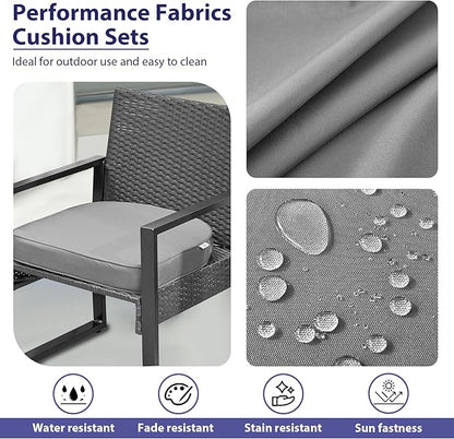 IPYNBAP Outdoor Chair Cushions Set of 4 -Waterproof Outdoor Seat Cushions for Patio Furniture, Patio Chair Cushion with Handle and Ties, Out Door Chair Pads,19x19x3-Round, Grey