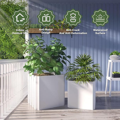 Steel Planter Box-20"x20"x20"-Large Square Planter Box-Outdoor Indoor-White Metal Planter Box Cube Steel Planters Heavy Duty Commercial Residential for Porch Patio Home Garden Hotel