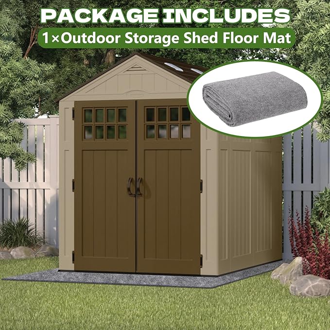 9.8 x 8.2 FT Outdoor Storage Shed Mat Waterproof Storage Flooring Mat Thickened Soft Patio Furniture Pad Washable with Non Slip Backing Storage Shed Not Included, Gray