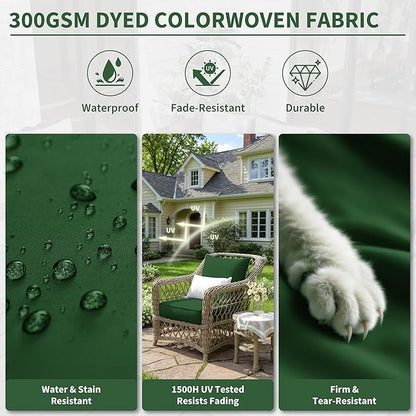 Premium Outdoor Seat Cushion Chair Cushions for Patio Furniture 22 L X 24 W X 4 H Waterproof & Fade Resistant Deep Seat and Backrest Cushion Set with Removable Covers for Chair, Sofa