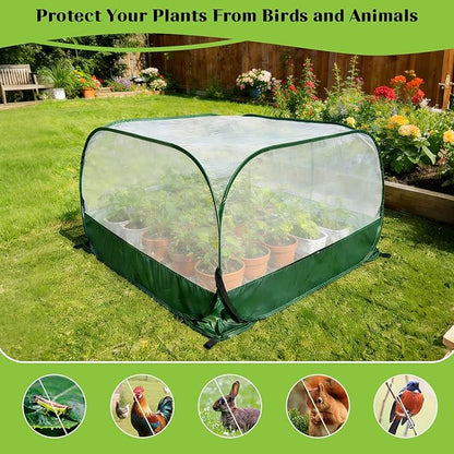 2 Pack Pop Up Garden Mesh Plant Cover, 40" x 40" x 20" Foldable Plant Protector Mesh Plant Enclosure, Outdoor Garden Netting Plant Cover Bird Pest Protection for Vegetables Fruits Flowers Seedlings