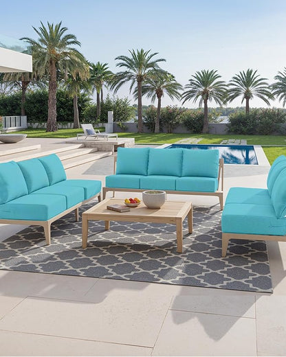Luxury 24x24x6 Inch Outdoor Chair Cushions Set of 4 - Heavy Duty Water-Resistant Comfortable Cushion for Patio Furniture Set Dining Rocking Chairs Loveseat L-Shape Sofa - Turquoise