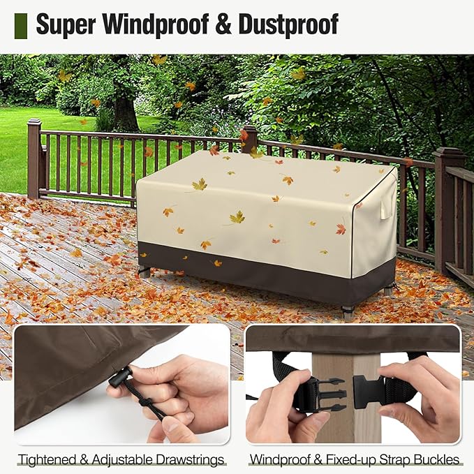 MR. COVER Outdoor Couch Cover Waterproof, Patio Furniture Covers for 3-Seater Couch, Fits up to 88" W x 40" D x 35" H, Moisture-Proof & UV-Protection, Brown & Khaki