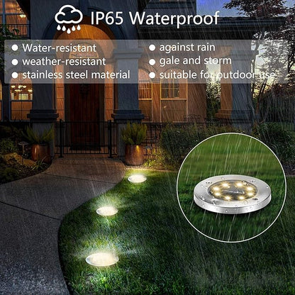 ZGWJ Solar Ground Lights,4 Pack Waterproof Solar Garden Lights, Upgraded Outdoor Garden Waterproof Bright in-Ground Lighting, Landscape Lighting for Pathway,Yard,Deck,Lawn,Patio,Walkway Warm White