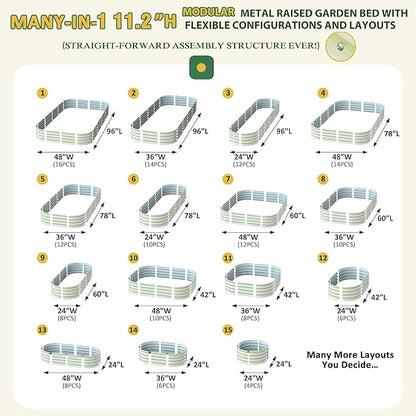 MUPATER 8x4x1FT Raised Garden Bed Outdoor, Modular Galvanized Raised Garden Bed Kit for Planting, Above Ground Planter Box for Gardening, Supportive Bars and Rubber Strip Edging Included, Beige