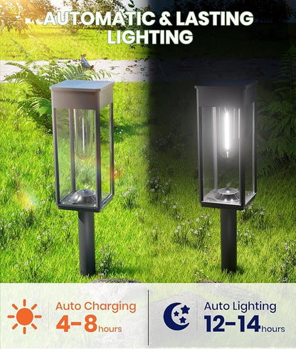 BITPOTT Solar Pathway Lights Outdoor,Bright Solar Lights for Outside, Waterproof Auto On/Off Garden Lights Solar Powered Landscape Lights for Yard Walkway Driveway Lawn (Cool White, 12 Pack)