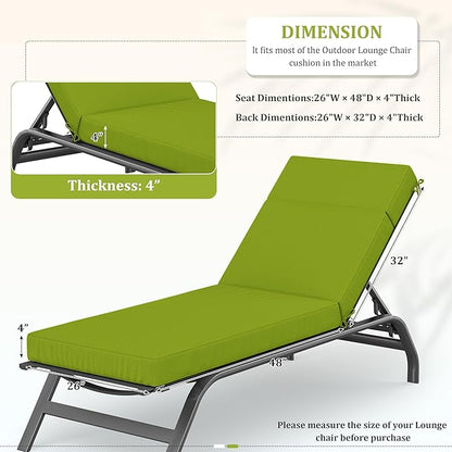 Chaise Lounge Cushions Outdoor, 80" L X 26" W X 4" D Lounge Chair Cushions for Outdoor Furniture, High-Density Foam Outdoor Chaise Cushion-Waterproof Fade-Resistant ThickPatio lounge chair cushion