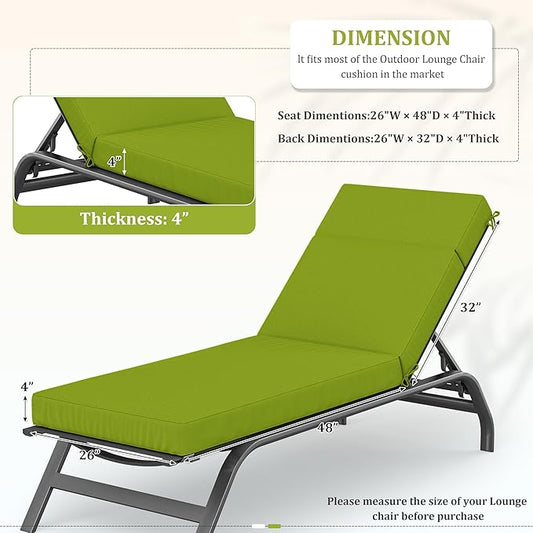 Chaise Lounge Cushions Outdoor, 80" L X 26" W X 4" D Lounge Chair Cushions for Outdoor Furniture, High-Density Foam Outdoor Chaise Cushion-Waterproof Fade-Resistant ThickPatio lounge chair cushion