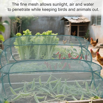 Lyreh 2pcs Pop Up Mesh Plant Cover, 39x18x16in Outdoor Pop Up Garden Netting Plant Cover with 16 Ground Stakes Suitable for Protecting Vegetables Fruits Flowers Seedlings