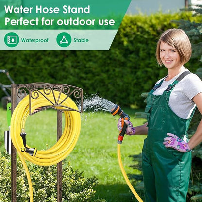 TomCare Garden Hose Holder Upgraded Heavy Duty Metal Water Hose Holder Holds 160 FT Hoses Sturdy Hose Reel Freestanding Outdoor Hoses Storage Hanger for Outside Yard Lawn
