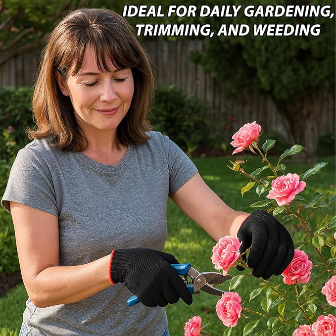 48 Pairs Gardening Gloves for Men and Women, Breathable Rubber Coated Safety Work Gloves Bulk for Construction, Yard, Garden, Lawn, Outdoor (Black & Blue)
