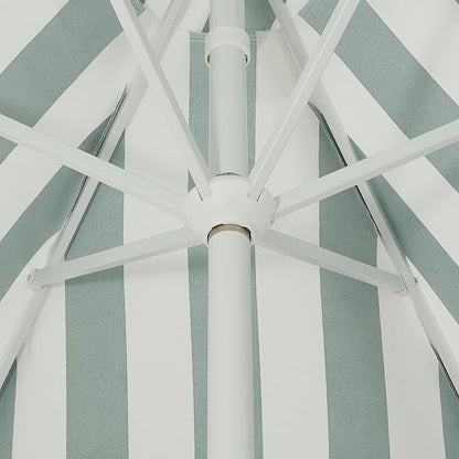 JONATHAN Y UMB1001 Collins 9 ft. Classic Cottage Tassel Market Patio Umbrella with Auto-Tilt, Crank, Wind Vent and UV Protection
