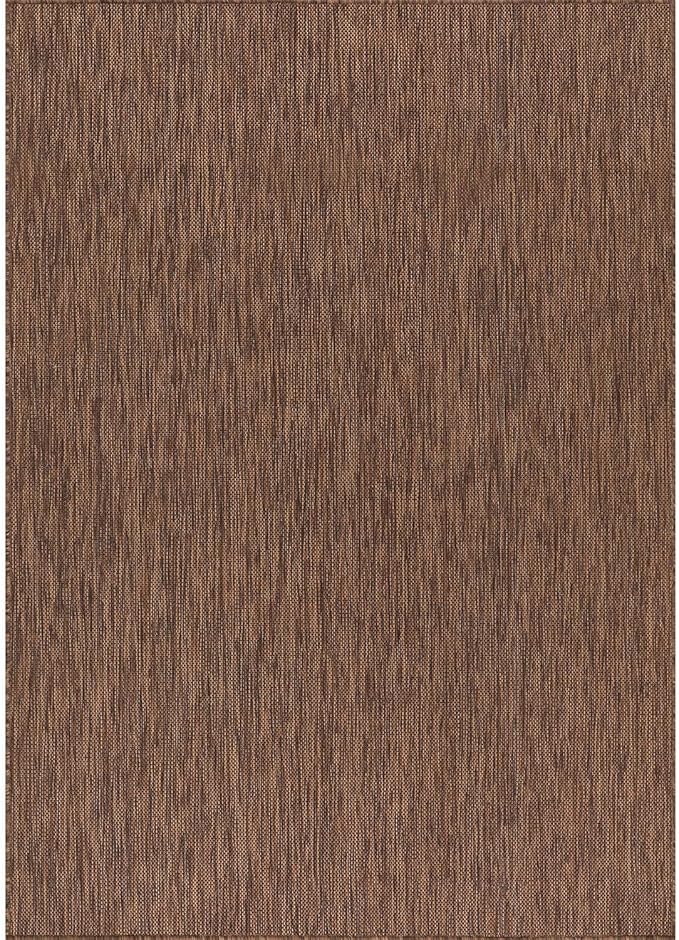 Washable Indoor Outdoor Rug 10x14 Weather Resistant Area Rugs Modern Solid for Porch Deck Balcony Backyard Patio Outside Carpet (10 X 14 Gold Brown)