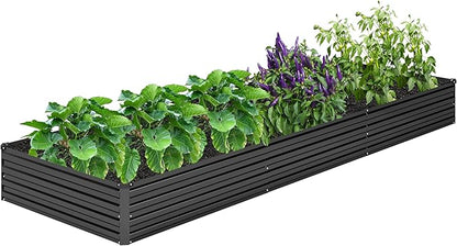 DIIYIV 12x4x1FT Galvanized Raised Garden Bed Kit,Vegetable Boxes-Rectangle Metal Flower Box,Large Planter Raised Beds Outdoor Garden for Planting,Fruit,Herb-Black