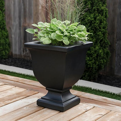 Mayne Inc. Augusta 20in Tall Planter - Black - 15in L x 15in W x 20in H - with Built-in Water Reservoir (5893-B)