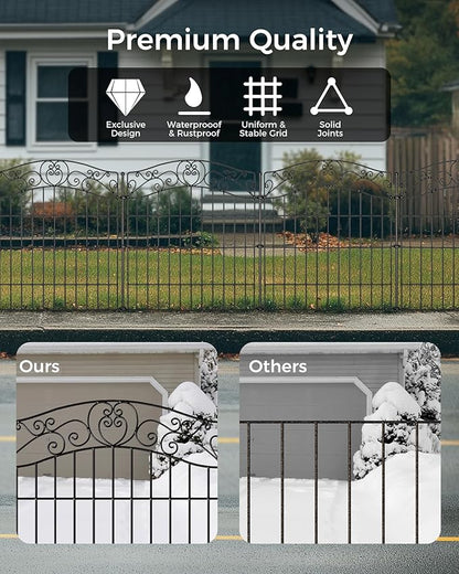 10 Panels No Dig Decorative Outdoor Garden Fence with Gate, 40 in(H) X 23.6 ft(L) Animal Barrier Fencing, Rustproof Portable Fence, Temporary Dog Fence Outdoor for Yard, Outside, Backyard