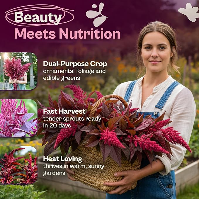 SVI 1500 Red Garnet Amaranth Seeds (Amaranthus Tricolor) – Josephs Coat Plant Seed Packets Bulk, Deep Red Amaranthus Flower – Heirloom Vegetable Seeds for Outdoor Garden, Vegetable Garden, Containers