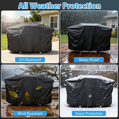 Utheer Grill Cover for Blackstone 28 Inch Griddle with Hood, 5483 Cover 600D Waterproof Heavy Duty Flat Top Grill Cover, Full-Length Outdoor Griddle Cover with Zipper and Adjustable Buckles, Black