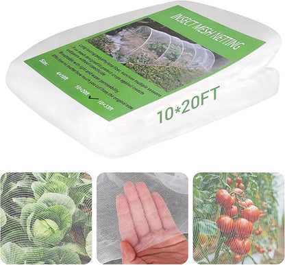 Ultra Fine 10'x20' Garden Netting – No Frame Needed, Easy Install, Pest Barrier & Bird Netting, Plant Cover for Garden, Greenhouse, Patio, Protecting Vegetables, Flowers, Trees