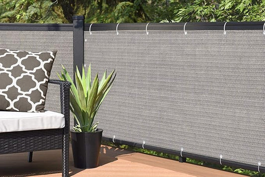 Alion Home© Elegant Privacy Screen Windscreen Mesh for Backyard Deck, Patio, Balcony, Fence, Pool, Porch, Railing. (5' x 6', Smoke Tan)