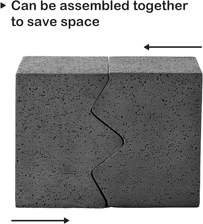 SUNBURY Concrete Side Table Set of 2, Outdoor Side Table Combine for Patio, Outdoor Accent Table Patio End Table in Spotted, Ceramic Garden Stool for Sunroom, Rectangular, Dark Grey