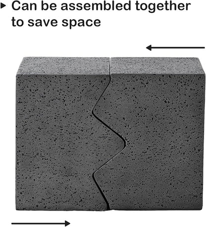 SUNBURY Concrete Side Table Set of 2, Outdoor Side Table Combine for Patio, Outdoor Accent Table Patio End Table in Spotted, Ceramic Garden Stool for Sunroom, Rectangular, Dark Grey