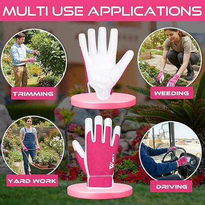 Work Gloves Gardening Breathable Rigger Palm Gardening Gloves Ladies Mens Gripper Utility Leather Thorn Proof