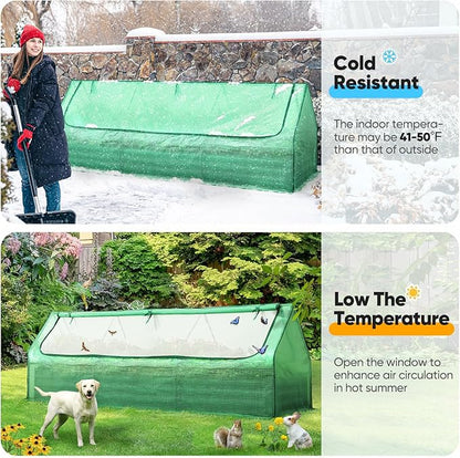 Quictent Raised Garden Bed Galvanized Raised Beds for Gardening Vegetables with Cover 8x4x1 ft Metal Planter Box Outdoor Use (Green)