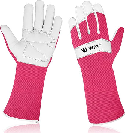 Long Gardening Gloves Leather Ladies Men Women Durable Goatskin Garden Gloves Forearm Thorn Proof Work