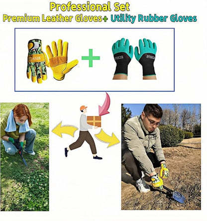 Womens/Mens Gardening Gloves for Rose and Cactus Handling,Cow Leather Garden Gloves Women/Men Thorn Proof