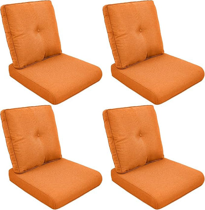 Patio Cushions for Outdoor Furniture - 22" x 25" x 4" UV Resistant Thick Foam Cushions Water Resistant Replacement Cushion for Outdoor Patio Furniture Chair/Sofa/Couch | Orange | 4-Pack |