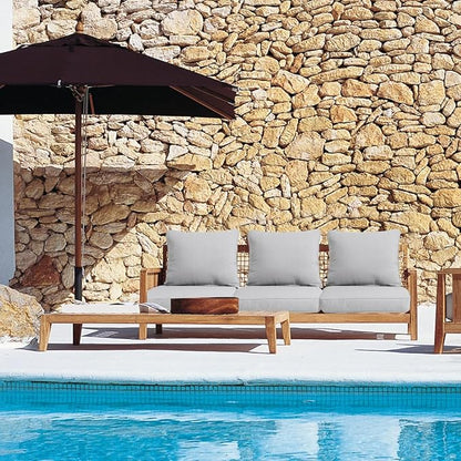 Sundale Outdoor Olefin Deep Seat Cushion, Patio Chair Cushion and Pillow, Water-Resistant Sectional Sofa Pad with Straps Light Gray, 23 x 26 x 4 Inches