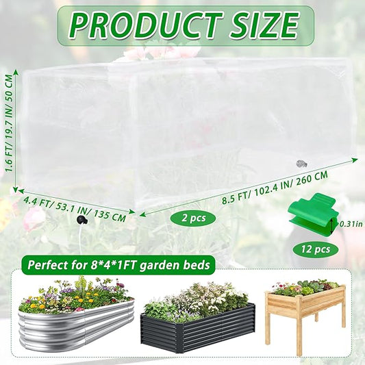 2 Pack Garden Netting for Raised Beds, 8x4 FT Mesh Plant Covers with Drawstring for Garden Protection, Raised Bed Bird Netting Pest Barrier Screen for Protecting Vegetables Fruits Flowers Crops
