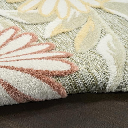 Nourison Aloha Sage Rose 9' x 12' Area Rug - Easy Clean, Non Shedding, Bed Room, Living Room, Dining Room, Kitchen (9' x 12')