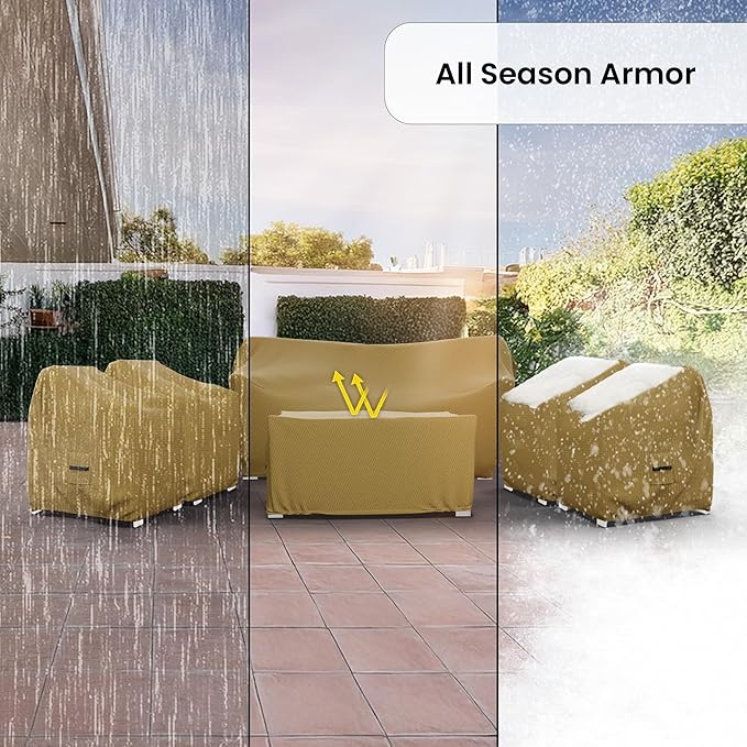 Covers & All Patio Furniture Cover Set, 5 Piece Outdoor Furniture Covers, Water-Repellent, UV & Weather Resistant Covers for Sofa, Loveseat, Chairs & Coffee Table with Elastic and Padded Handles