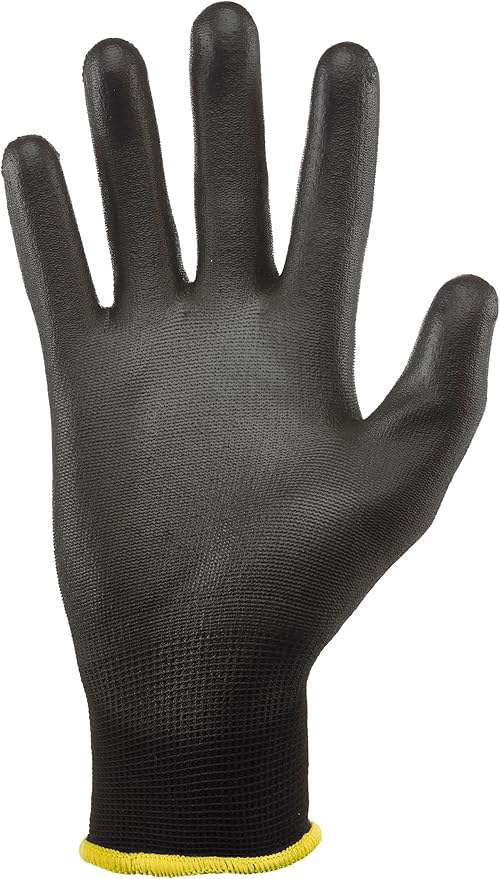 Gorilla Grip Work Gloves, Never Slip Maximum Grip All-Purpose, Gloves for Men, Superior in Wet, Dry, Oily Conditions, Polymer Palm, Medium Size, 25 Pairs, Black/Yellow | 25036-25