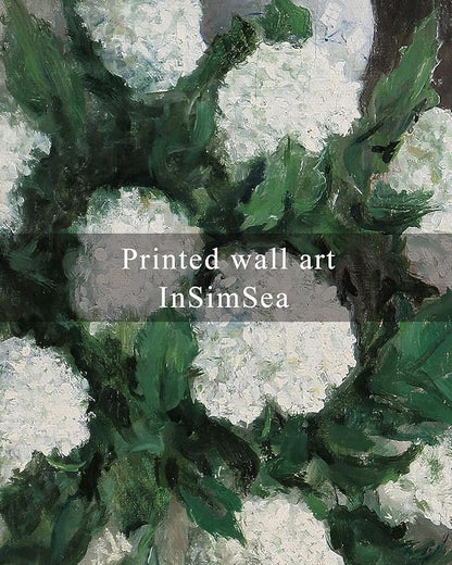 InSimSea Framed Canvas Prints Art Vintage Decor, Flower Wall Art Home Decor, White Hydrangea Paintings Large Prints, Botanical Floral Wall Decoration for Living Room Bathroom Office, 16"x24"