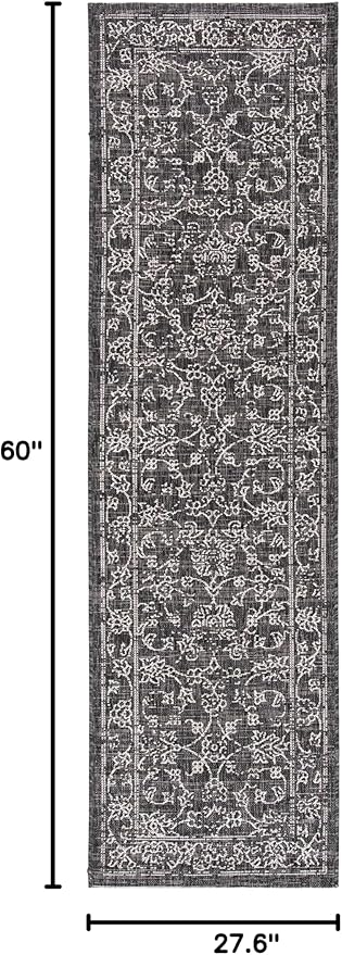 SAFAVIEH Washable Rug Outdoor Courtyard Collection - 2'3" x 5', Black & Ivory, Non-Shedding & Easy Cleaning, Ideal for Patio, Front Door, Entryway, Mudroom, Doormat (CY8680-36621)