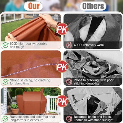 QuliMetal Grill Cover for Pit Boss Competition Series 1600, Pro Series 1600 Elite Wood Pellet Grill, PB1600CS, PB1600PS2, PB1600PSE, 600D Waterproof Fade Resistant Pit Boss 1600 Grill Cover, Brown