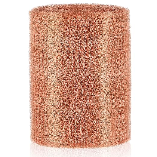 Gisafai 12'' x 32 ft Copper Mesh Rodent Control Copper Wool for Slugs Rustproof DIY Hole Filler Pure Wire Mesh for Bat Snail Bird Pest Rodent Control Gap Blocker Fill Fabric Hole Gardening (1 Roll)