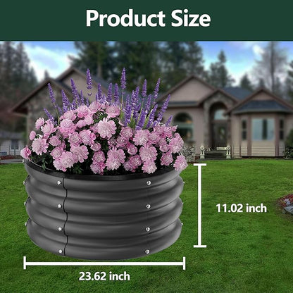 Galvanized Raised Garden Bed Outdoor, 3 Pcs 2x2x1Ft Round Raised Beds for Gardening, Metal Planter Box for Planting Plants Vegetables