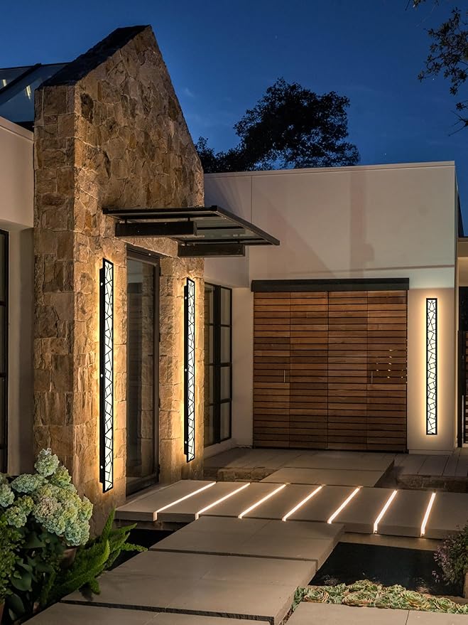 Outdoor Wall Lights 59.1inch Modern Outdoor Wall Sconce LED Long Wall Sconces Black Front Porch Light Waterproof Led Wall Light IP67 3000K Exterior Lighting fixtures