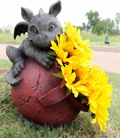 Ebros Gift Right Facing Playful Climbing Dragon Baby Planter Pot Mythical Fantasy Home Patio Garden Decor Resin Statue 12.5" H