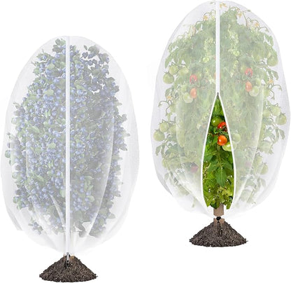 2 Pcs Fruit Tree Netting with Zipper & Drawstring, 4.9 x 3.2 Ft Garden Bird Netting Plant Cover, Blueberry Tomato Insect Bird Barrier Tree Net Protection Cover for Protecting Plants Vegetables Fruits