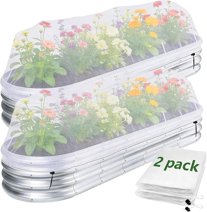2 Pack Garden Netting for Raised Beds, 6.2x3.3x1.6 Ft Raised Bed Plant Covers for Garden Protection, Fine Mesh Bird Netting Pest Barrier Screen with Drawstring for Protecting Vegetables Fruits Crops