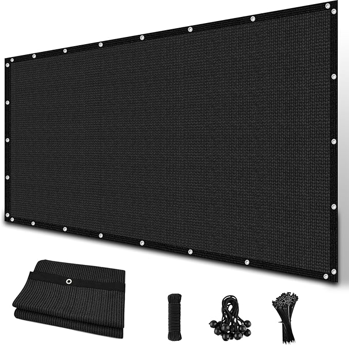 Amagenix 90% Sun Shade Cloth with Grommets, 6' x 12' Pergola Replacement Shade Cover Canopy Privacy Screen for Outdoor Patio Garden, Black (We Customized)