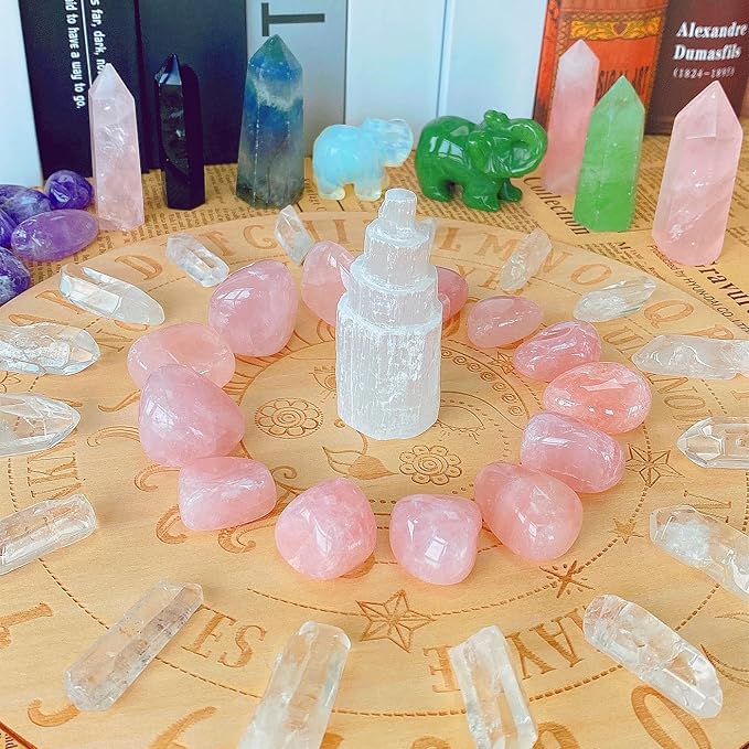 QINJIEJIE 0.9 LBS Rose Quartz Polished Stones Tumbled Crystals Bulk Gemstones 0.6-1" Irregular Stone Rocks Real Reiki Healing Crystal for Plants Vase Filler Decoration Energy Beginners Gifts