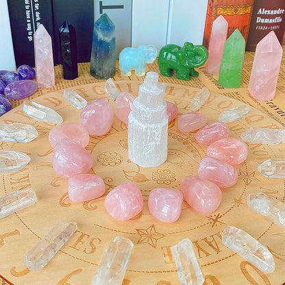 QINJIEJIE 0.9 LBS Rose Quartz Polished Stones Tumbled Crystals Bulk Gemstones 0.6-1" Irregular Stone Rocks Real Reiki Healing Crystal for Plants Vase Filler Decoration Energy Beginners Gifts